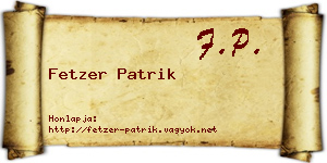 Fetzer Patrik névjegykártya